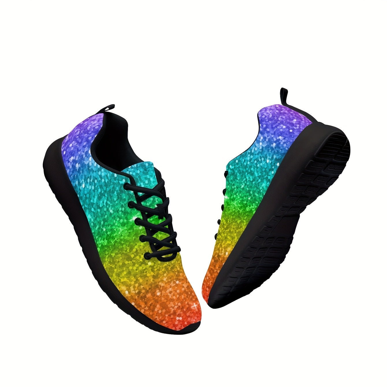 Men's Rainbow Lace-Up Sneakers Comfortable Walking Shoes