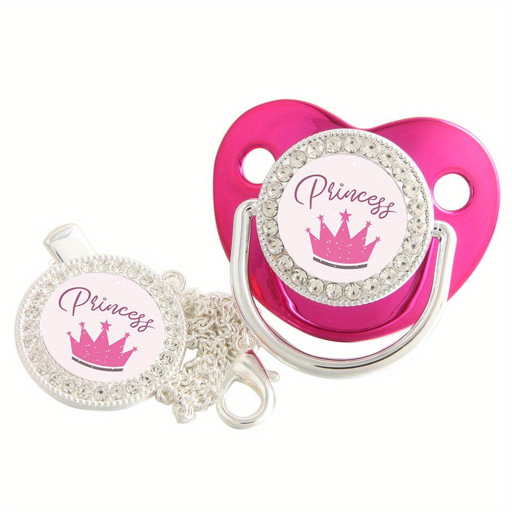 Crown Baby Pacifier with Chain Clip