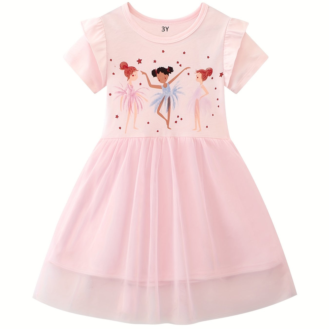 Toddler Girls Tutu Cotton Dress Dancing Girls Pattern Summer Dress