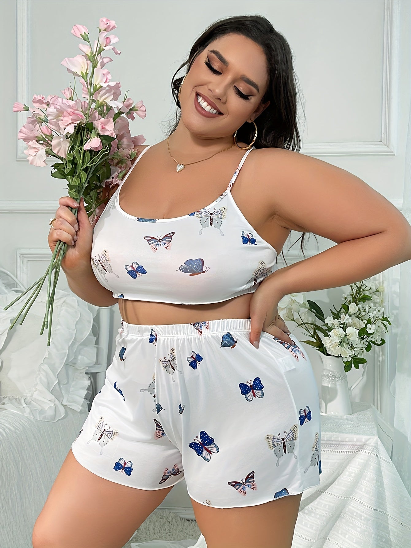 Butterfly Print Cami Top & Shorts Set