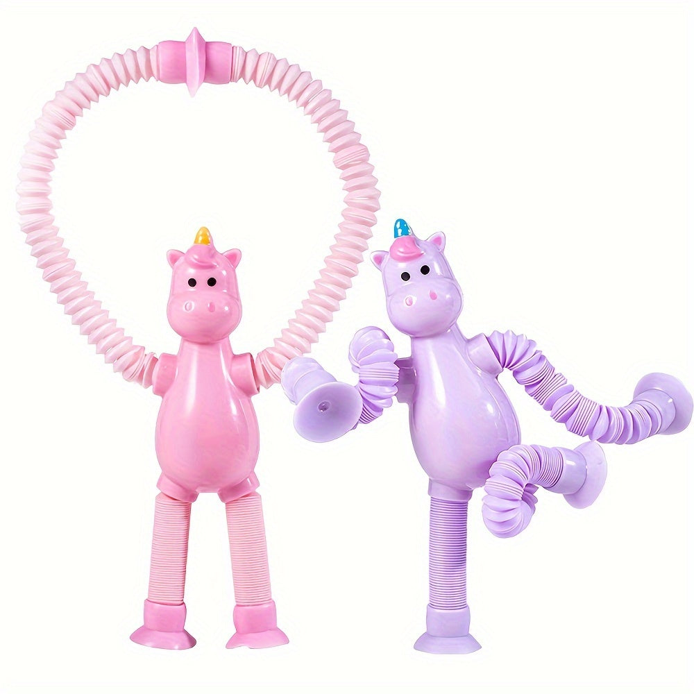 4pcs Unicorn Stretch Tubes with Suction Cups DIY Relax Toys Purple