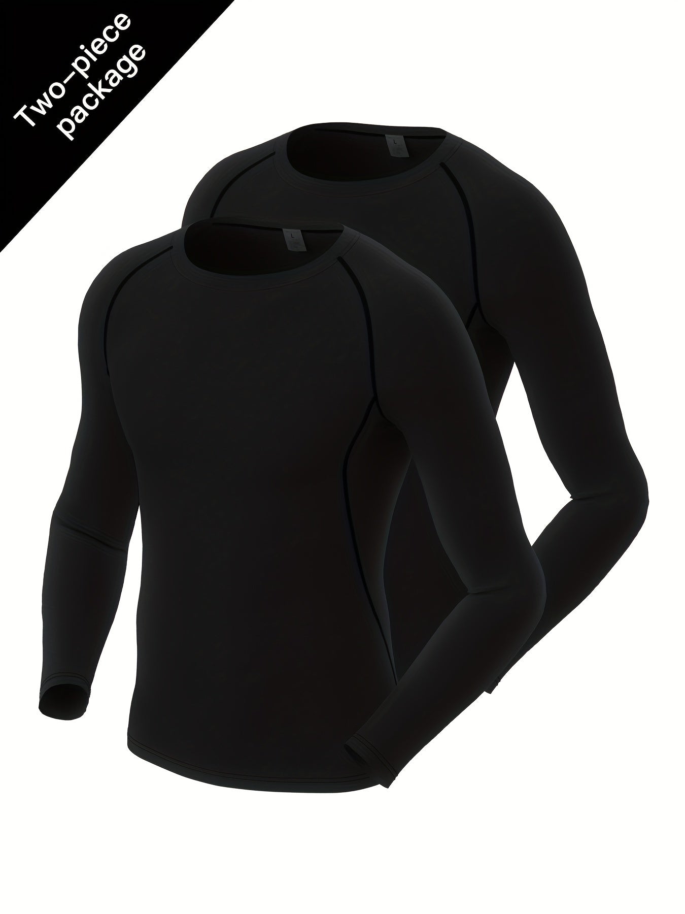 2 Pcs Men's Quick Drying Long Sleeve T-Shirts High Stretch Crew Neck