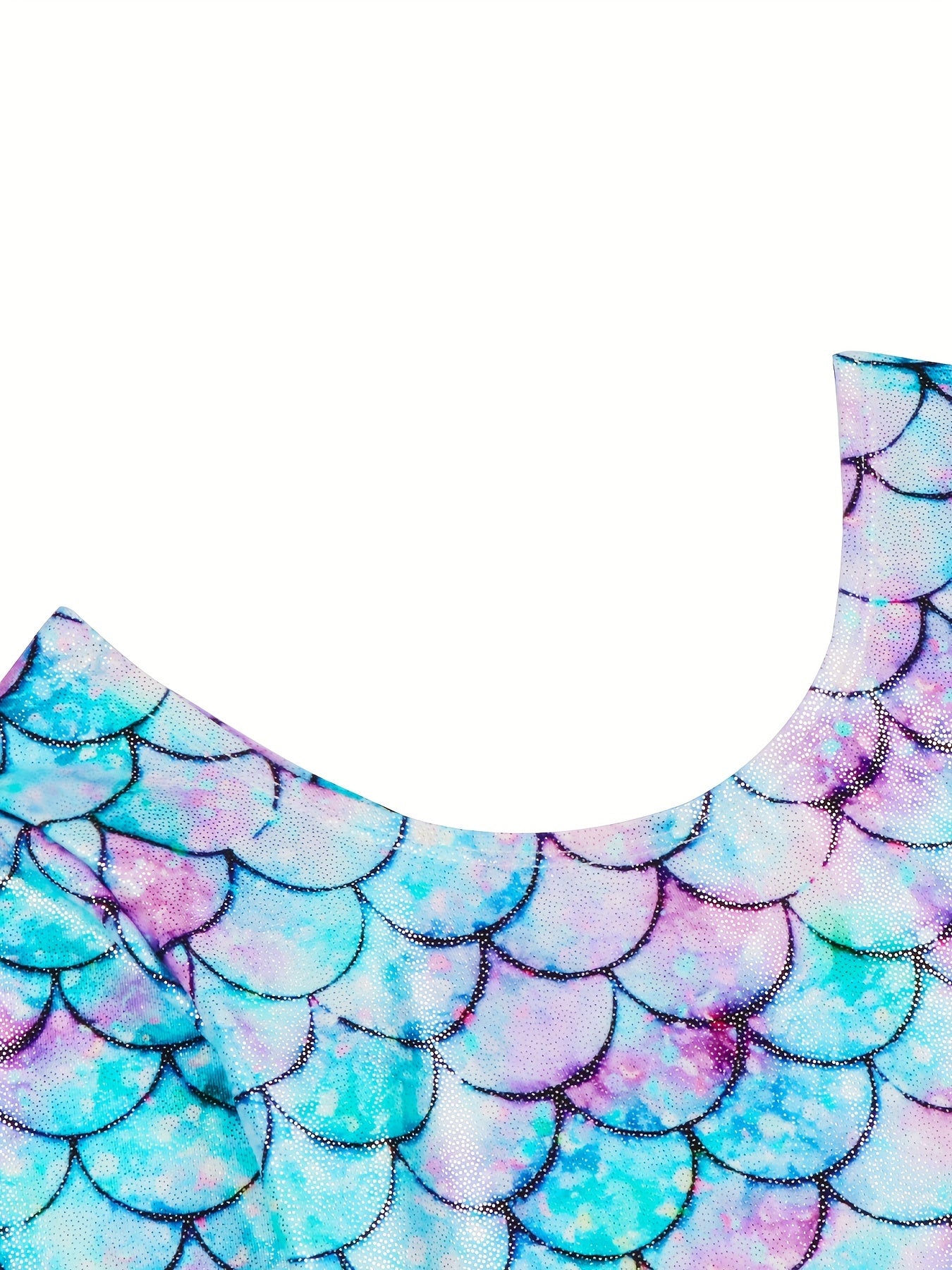 Girls Fish Scale Print Long Sleeve Gymnastic Romper
