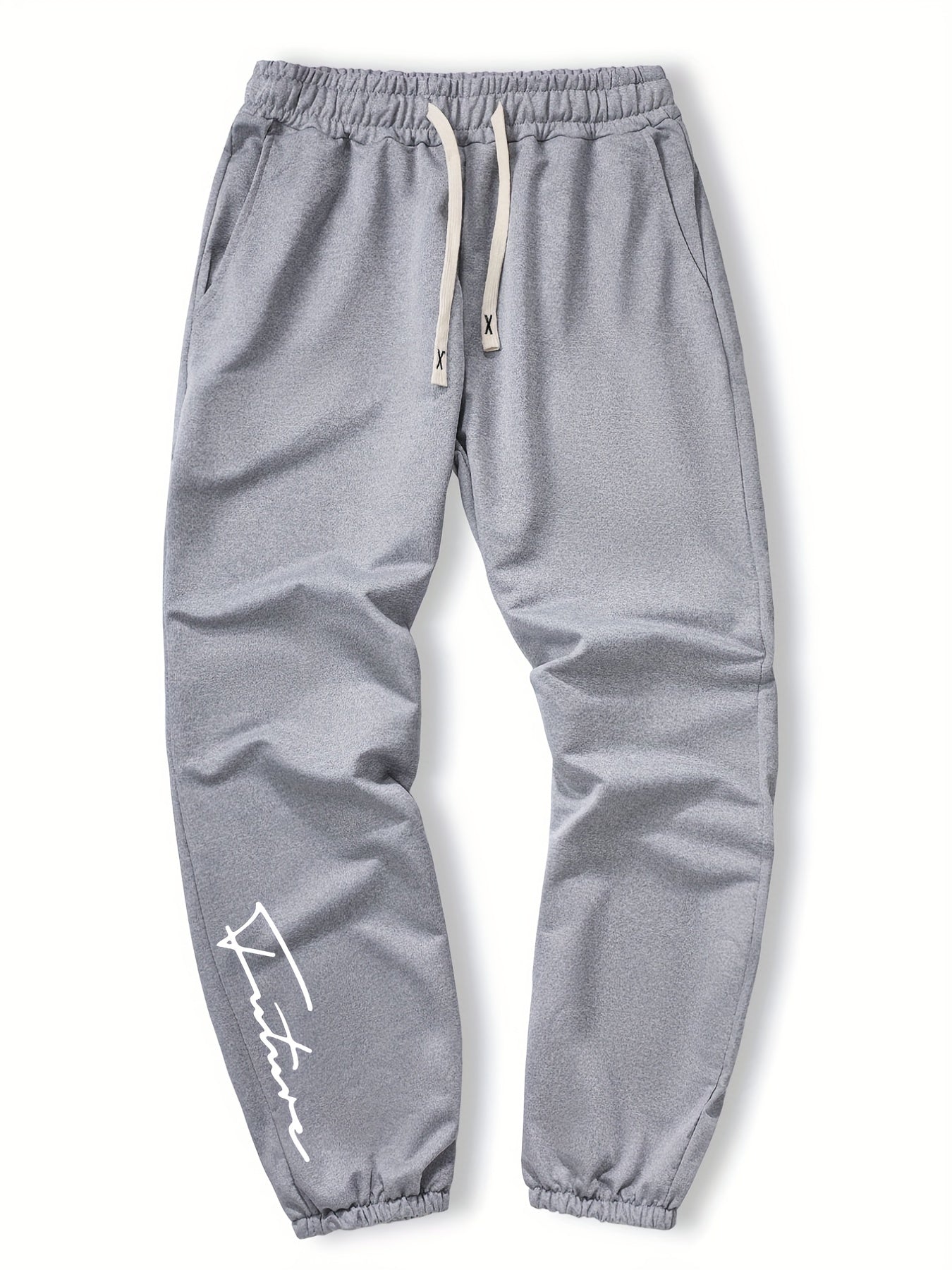 Letter Print Stretch Joggers Men's Casual Sweatpants