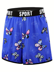 Butterfly Print Pajama Shorts with Letter Tape