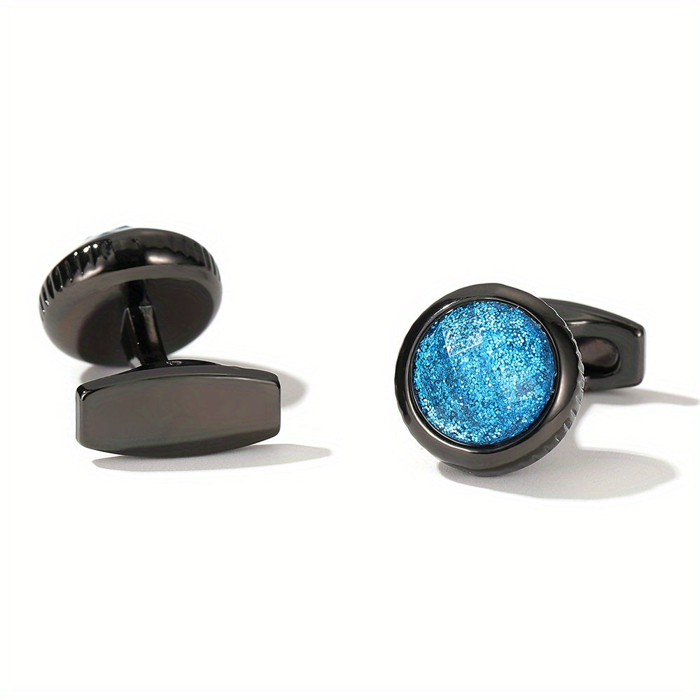Colorful Crystal Round Men's Shirt Cufflinks Closure