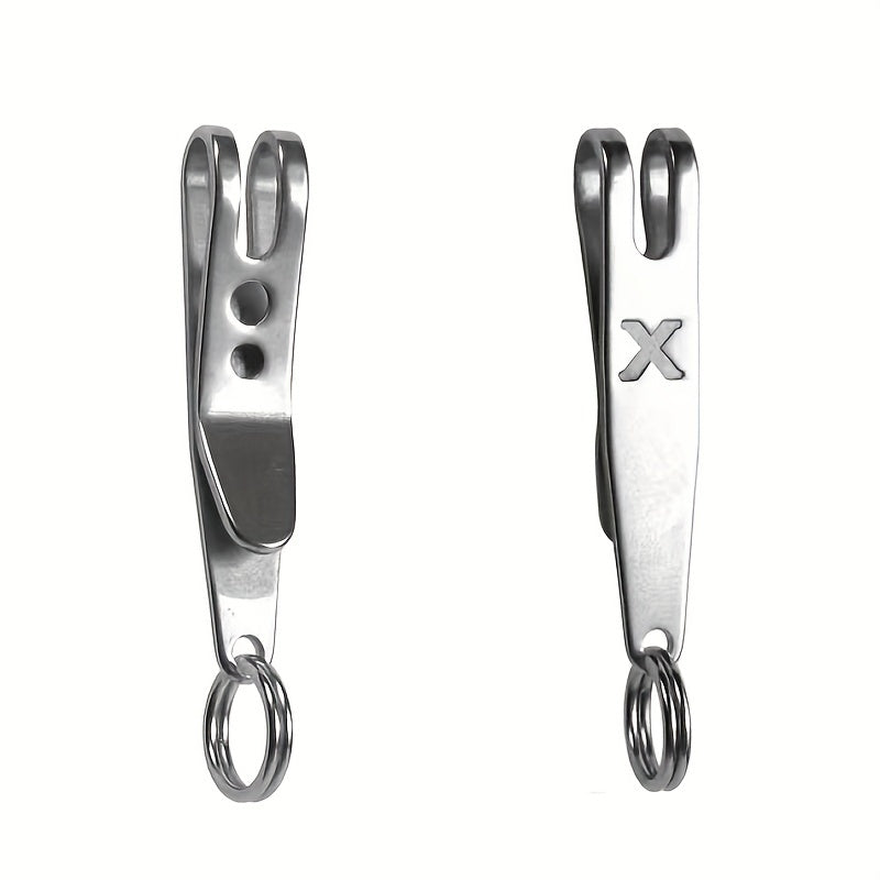 Stainless Steel Pocket Clip with Snap for Outdoor Camping & Hiking