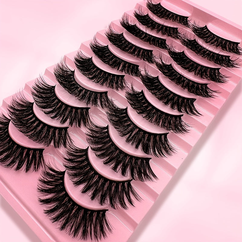 10 Pairs 3D Fluffy Faux Mink Lashes - Natural and Dramatic Look