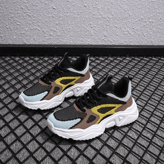 Women's Breathable Knit Sneakers Lace Up Colorblock Shoes