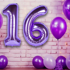 Giant Purple Number Helium Foil Balloons + Roll - Large Party Decoration