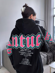 Letter Print Loose Hoodie Casual Long Sleeve Hoodies Sweatshirt