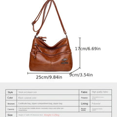 Shoulder Bag Large Capacity Faux Leather Crossbody Bag Zipper Purse