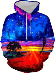Universe Planet 3D Print Hoodie Men Autumn Winter
