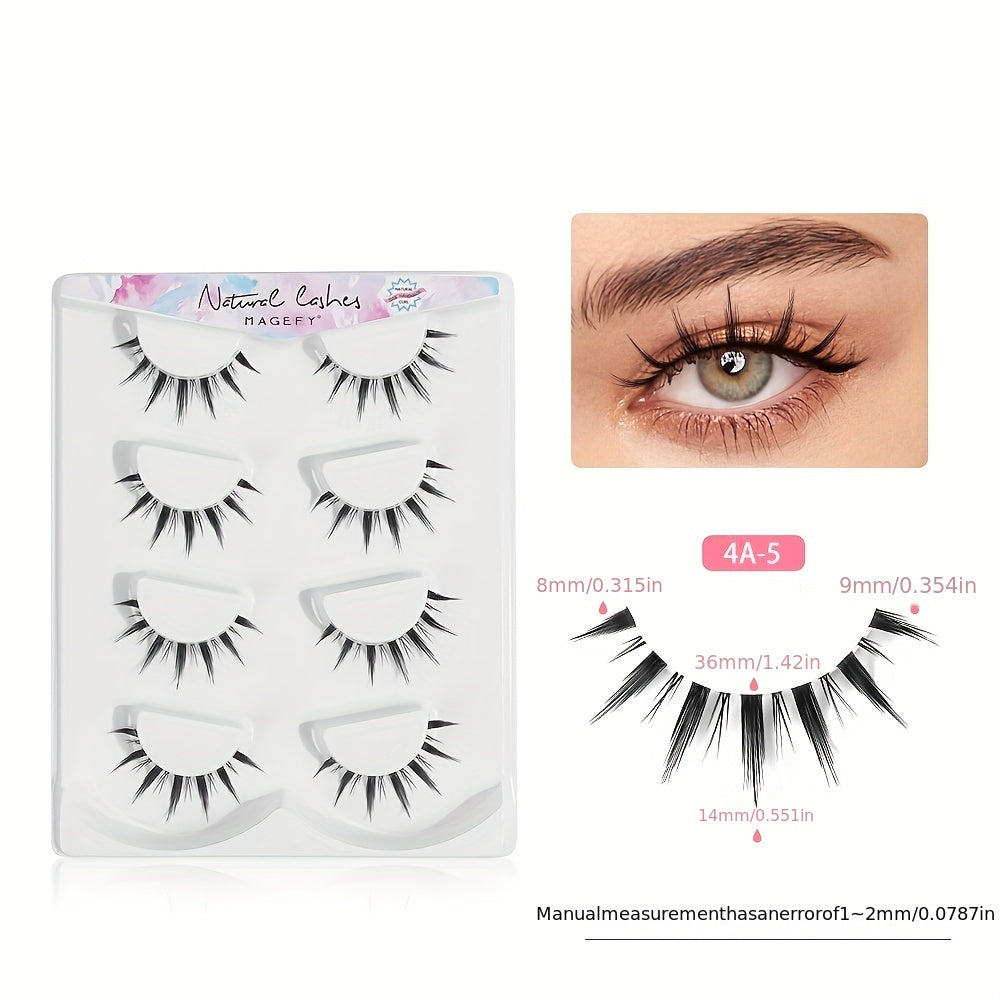 4 Pairs 3D Fiber Faux Mink Lashes C Curling Thick False Eyelashes
