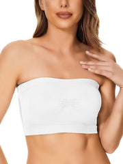 Women's Plus Size Tube Bra Set 3 Pack, Contrast Mesh Strapless Bandeau Bra Set