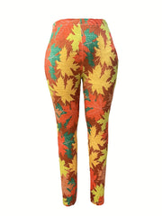 Leaf Print High Rise Leggings