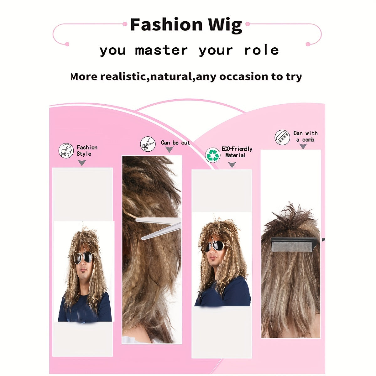 70s 80s Unisex Cosplay Wig Holiday Synthetic Wig