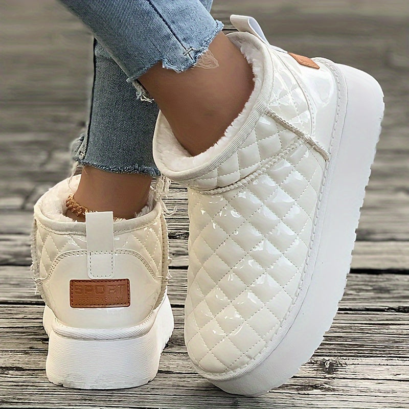 Women's Plush Lined Snow Boots Wear Resistance Non Slip Flat Shoes