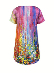 Women's Painting Print V Neck Dress