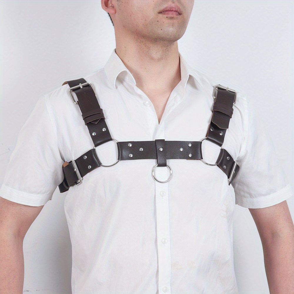 Men's Sleeveless Body Chest Harness PU Leather Punk Chest Belt