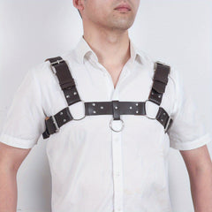 Men's Sleeveless Body Chest Harness PU Leather Punk Chest Belt