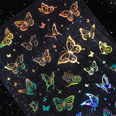 2pcs Cold Hot Die Cut Flash Film Pet Sticker Retro Butterfly Guka Diary Material
