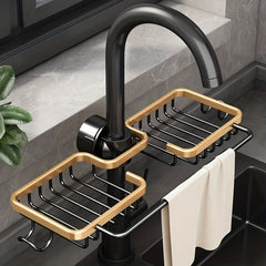 Kitchen Sink Drain Rack Sponge Storage Holder Soap Aluminum Drainer Shelf Basket