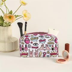 Cosmetics Letters Pattern Makeup Bag PU Roomy Creative Makeup Pouch