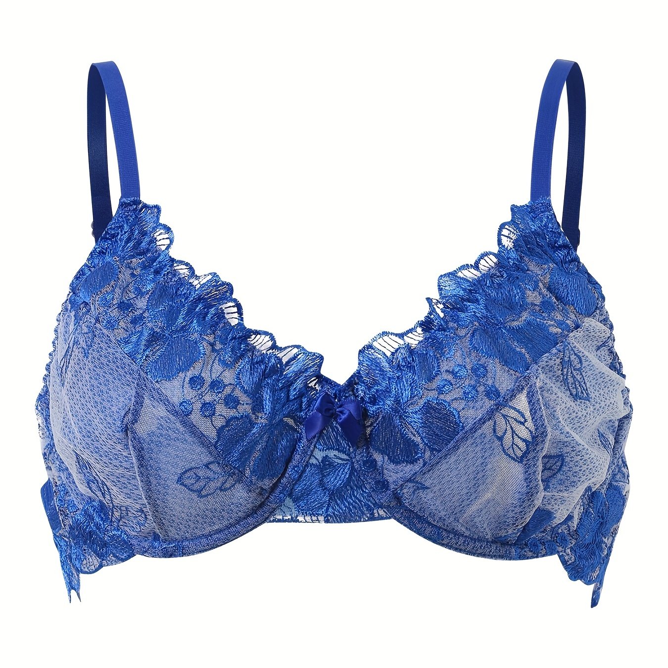 Sexy Bra Women's Plus Floral Lace Mesh Bow Knot Bra