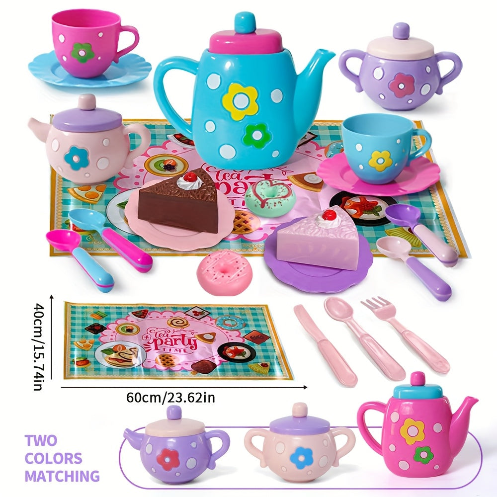 Tea Party Play Set for Little Girls Pretend Princess Tea Time Kitchen