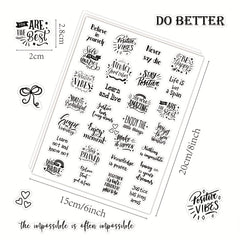 Transparent Handwritten Quote Stickers x 4 Sheets