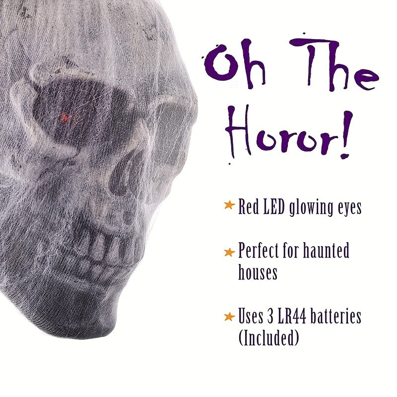 LED Skull Ornament with Red Eye and Spider - Halloween Decoration