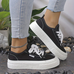 Women's Platform Canvas Shoes Lace Up Low Top Sneakers