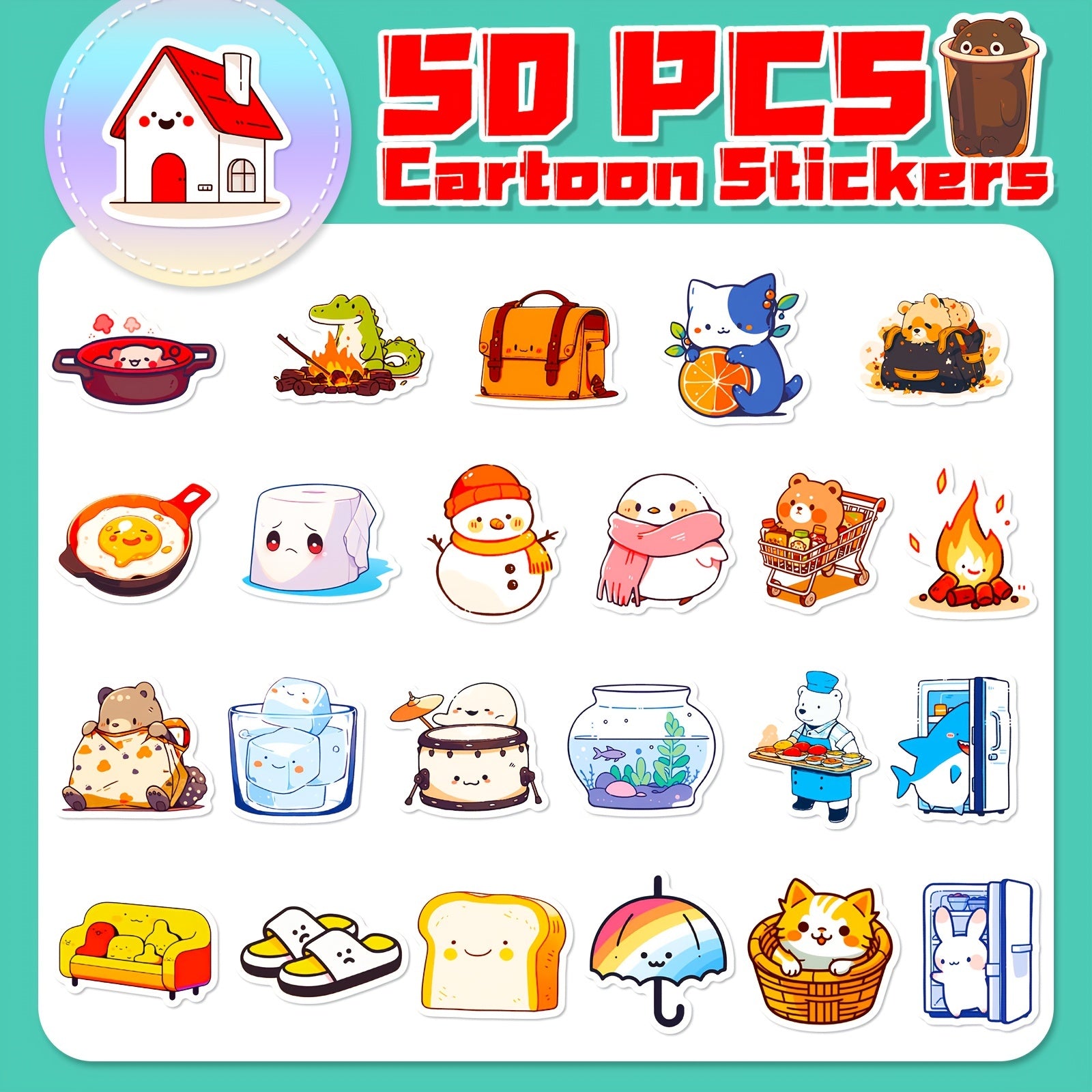 50pcs Lively Animal Series Stickers Laptop Helmet Desktop Water Cup Decor