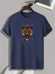 Bear Pattern Print Men's Sports T-shirt Graphic Tee Summer Outdoor Clothes