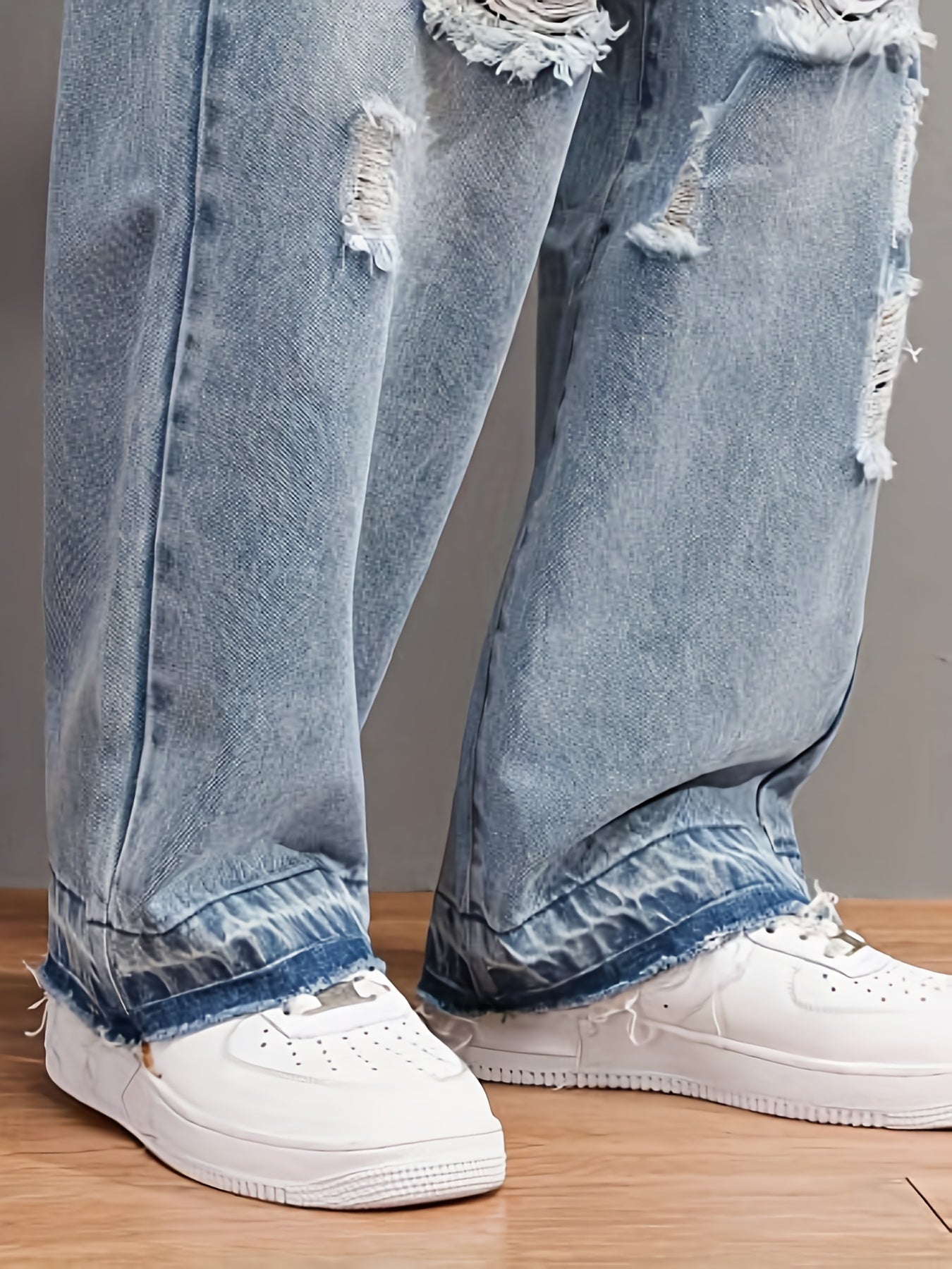 Men's Ripped Jeans Street Style Distressed Denim Pants