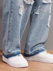 Men's Ripped Jeans Street Style Distressed Denim Pants