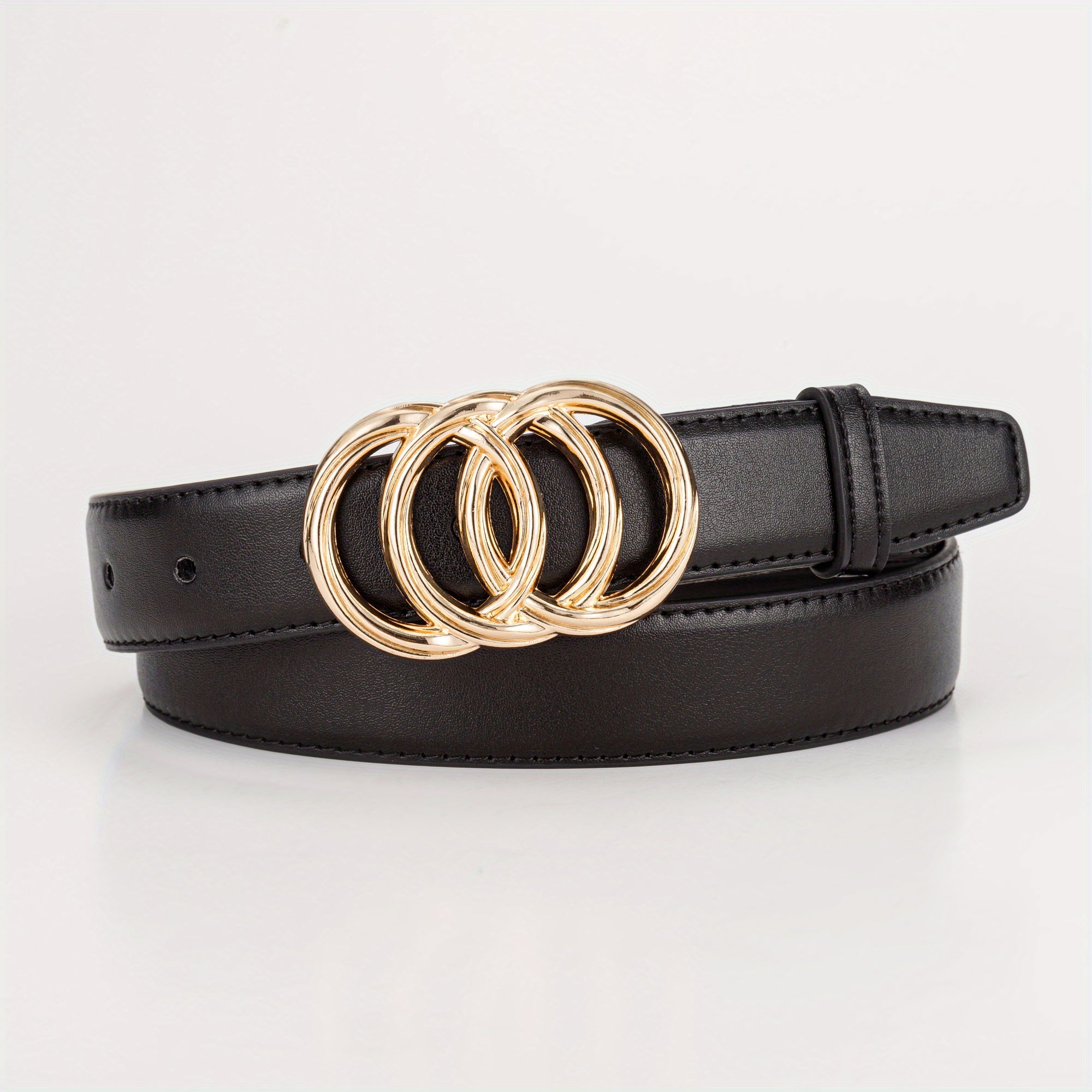 Three Circle Buckle PU Leather Belt For Girls