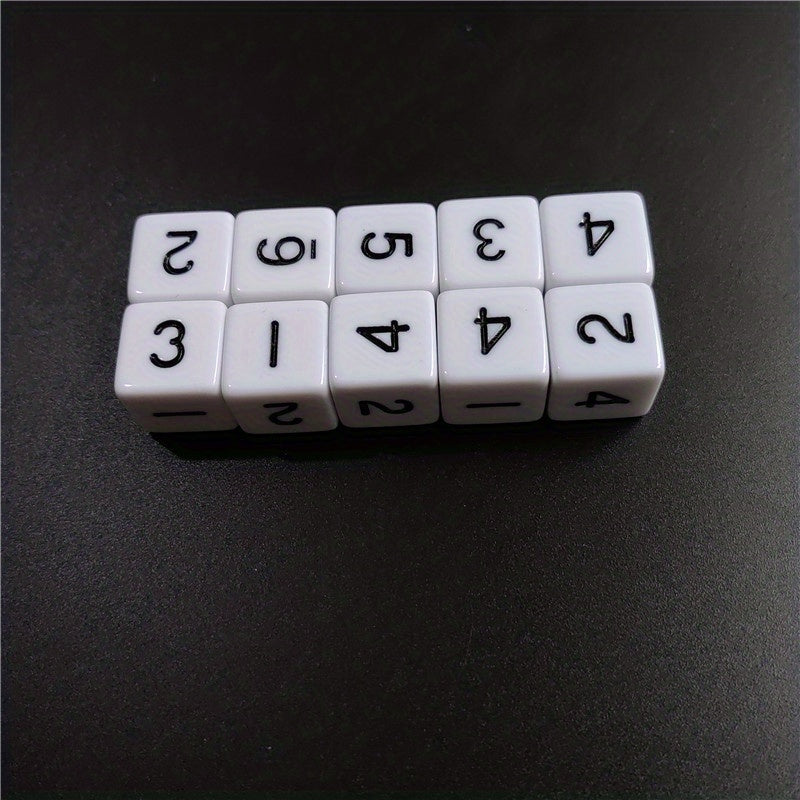 10pcs 16mm Acrylic Number Dice Round Corner Hexagonal Dice Set