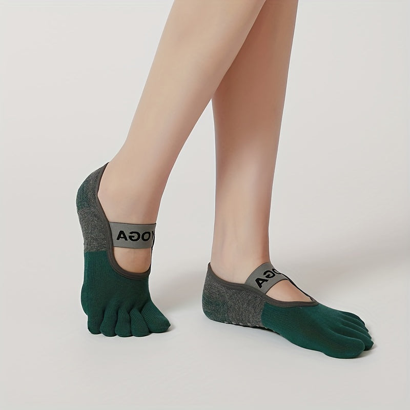 Women's 5-Toe Yoga Socks Non Slip Cross Strap Sports Socks