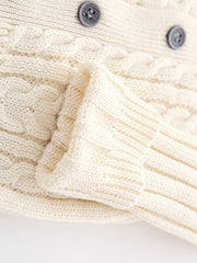Kids Cable Knit V Neck Cardigan Winter Outwear
