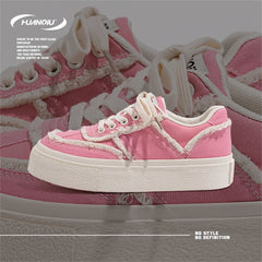 Women's Lace-up Canvas Shoes Thick Sole Casual Board Shoes