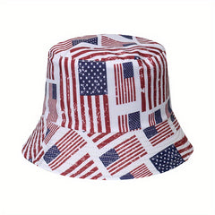 Fisherman's Hat Double Sided Sun Protection American Flag Basin Hat For Men