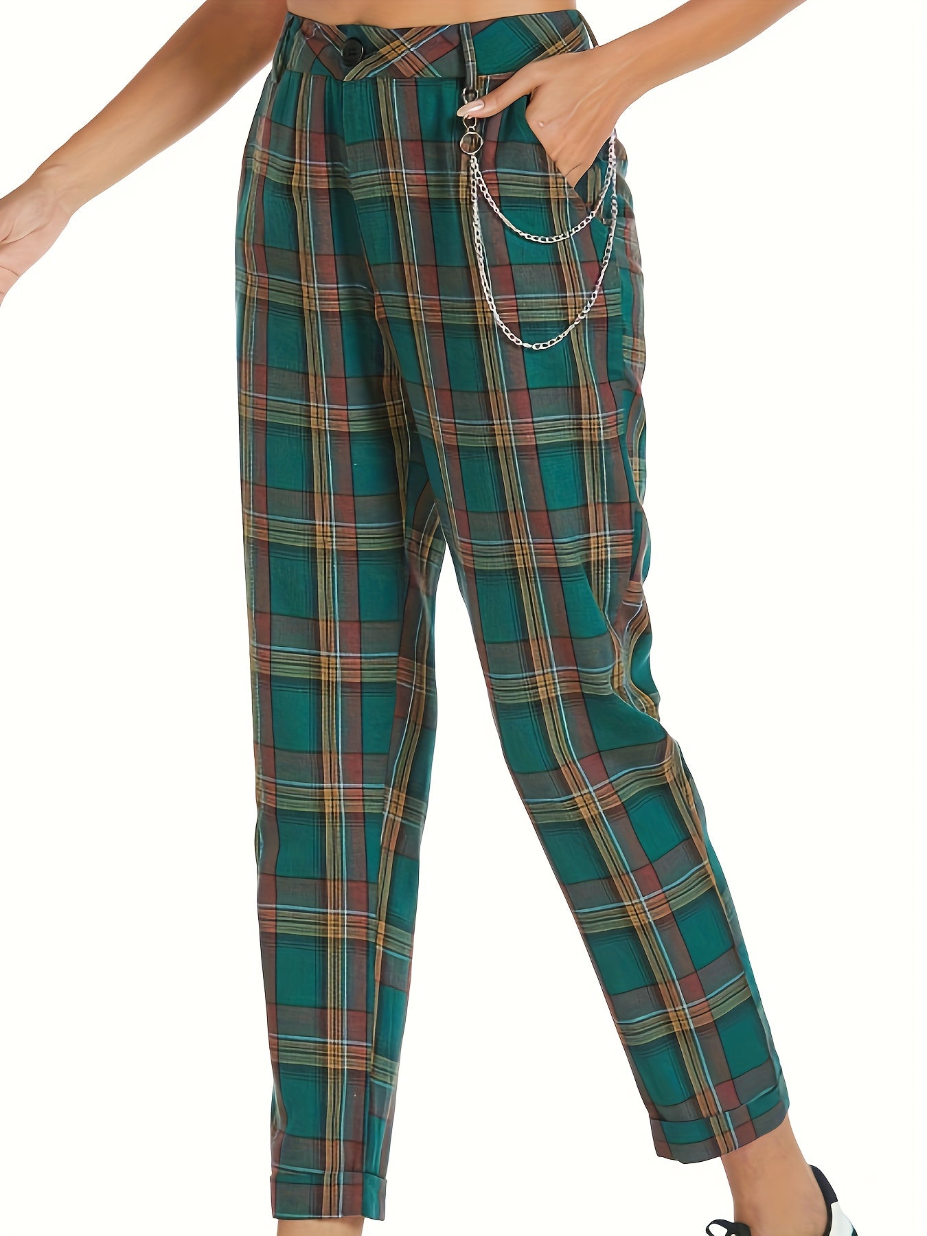Vintage Plaid High Waist Pants