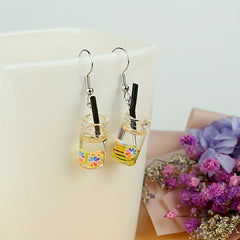 5 Pairs Girls Funny Fruit Milk Tea Drop Earrings for Party Gift