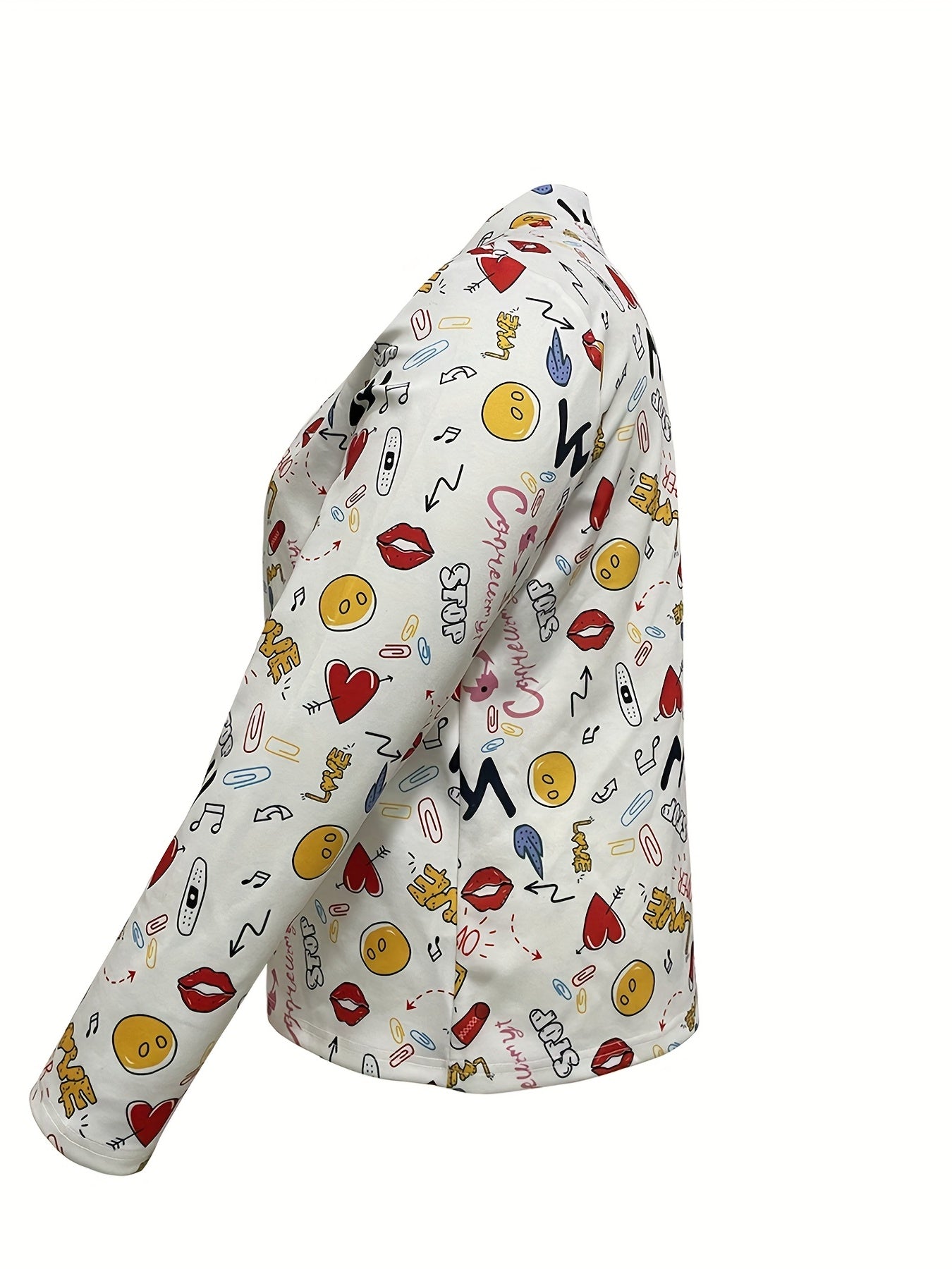 Women's Graffiti Print Open Front Blazer