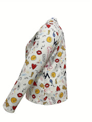 Women's Graffiti Print Open Front Blazer