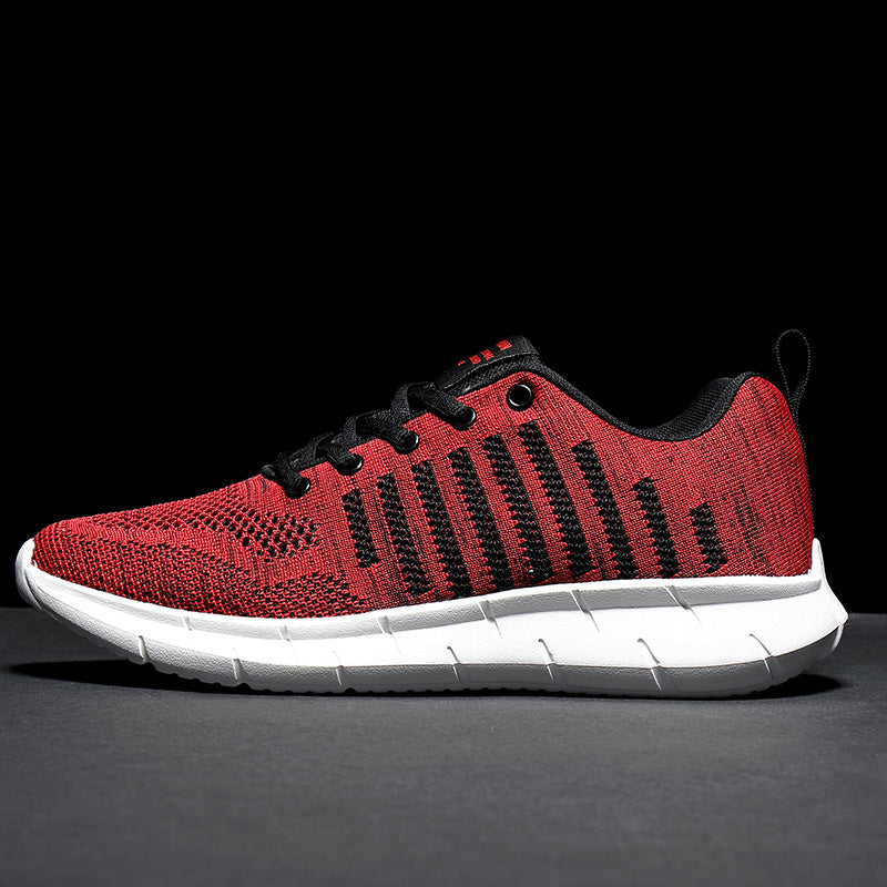 Men's Red Mesh Casual Sneakers Lace Up