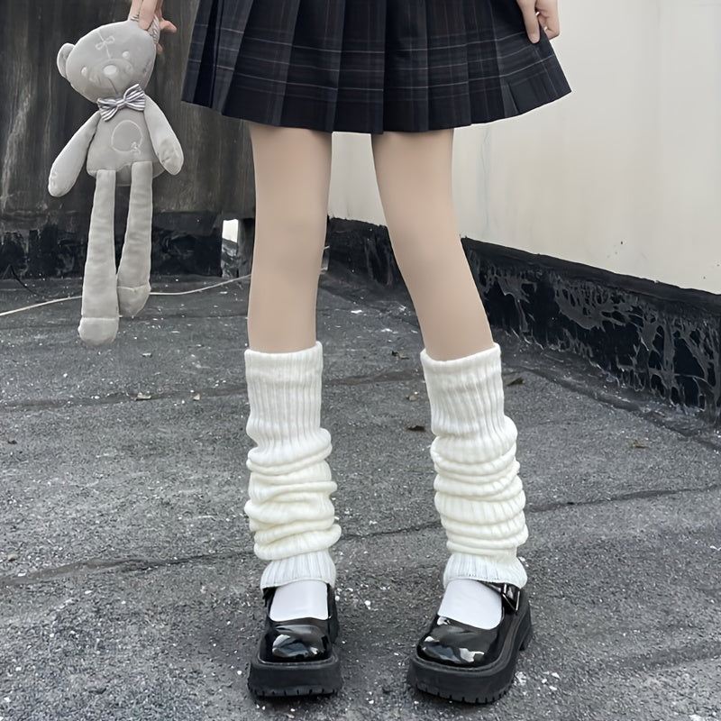Rib Knit Leg Warmers Knee High Socks