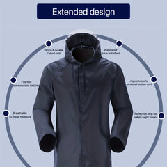 Adult Reflective Poncho Raincoat Full Body Rainproof Outdoor Windbreaker